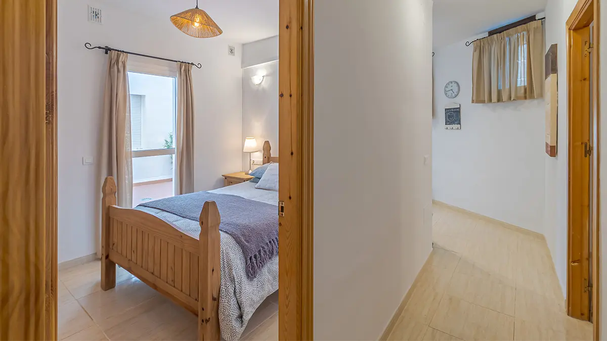 View from the hallway into the main bedroom – apartment in Frigiliana